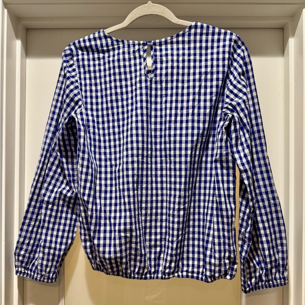 Cherish Gingham Floral Embroidered Top Blue Check — Fits Medium - Picture 8 of 14